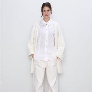 Zara Oversized Knit Cardigan White Small
